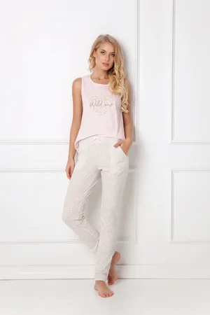 Aruelle Pyžamo Priscilla Long Pink-Ecru