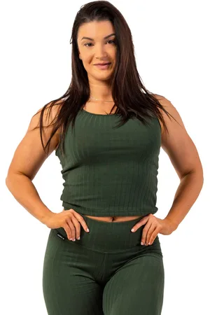 Nebbia Dámské tílko Organic Cotton Ribbed Tank Top 414 dark green S