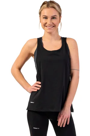 Nebbia Dámské tílko Sleeveless Loose Cross Back Tank Top "Feeling Good" Black S