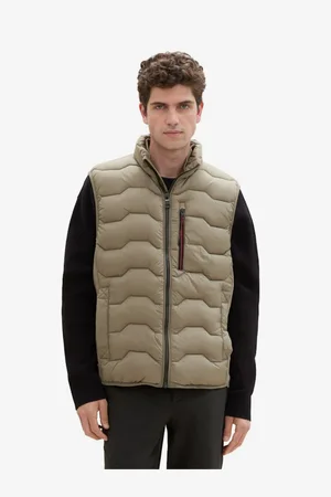 TOM TAILOR Khaki pánská prošívaná vesta - Pánské
