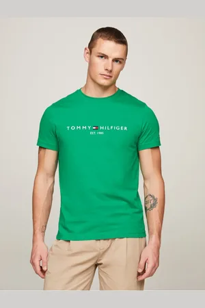 Tommy Hilfiger Zelené pánské tričko - Pánské