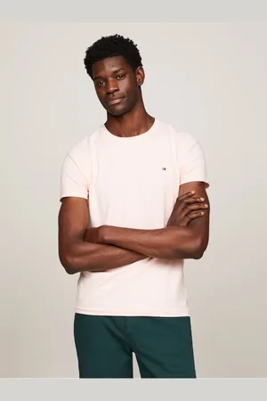 Tommy Hilfiger Světle růžové pánské tričko - Pánské