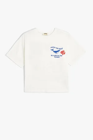 Koton T-Shirt Slogan Printed Short Sleeve Crew Neck
