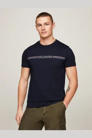Tommy Hilfiger Tmavě modré pánské tričko - Pánské