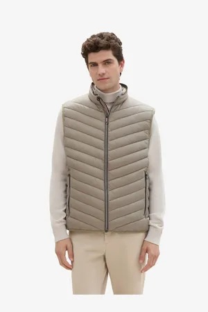 TOM TAILOR Khaki pánská prošívaná vesta - Pánské