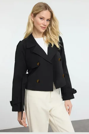 Trendyol Black Water Repellent Regular Short Trench Coat