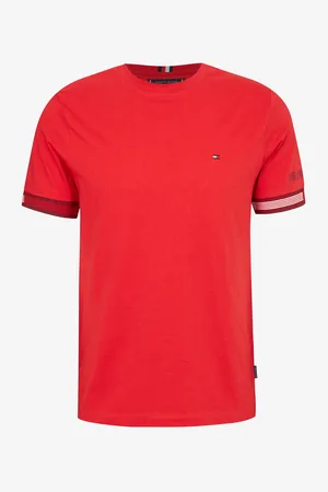 Tommy Hilfiger Červené pánské tričko - Pánské