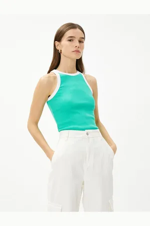 Koton Ribbed Halter Neck Slim Fit T-Shirt