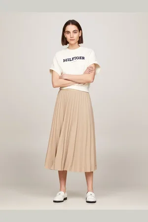 Tommy Hilfiger Béžová dámská plisovaná sukně - Dámské