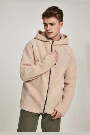 Urban classics Sherpa Zip Jacket s kapucí darksand