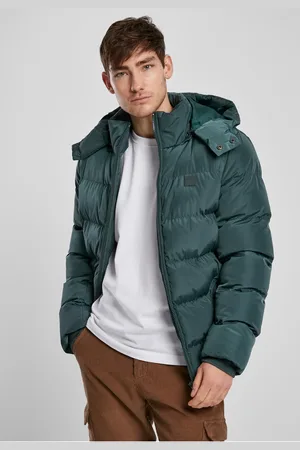 Urban classics Bunda s kapucí Puffer Jacket bottlegreen