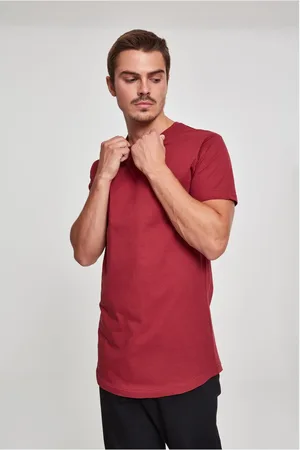 Urban classics Tvarované dlouhé tričko vínové barvy