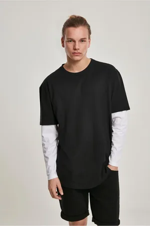 Urban classics Oversized Shaped Double Layer LS Tee černo/bílé