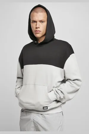 Urban classics Upper Block Hoody světlá asfaltová/černá