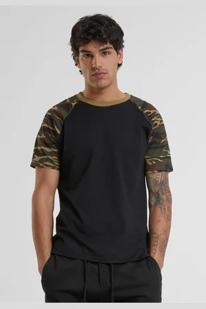 Urban classics Raglánové kontrastní tričko blk/woodcamo