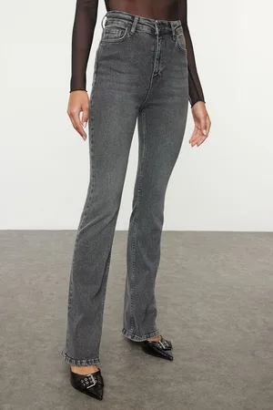 Trendyol Anthracite High Waist Flare Jeans