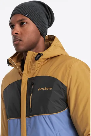 Ombre Clothing Zimowa męska czapka beanie z bawełnianej dzianiny – grafitowy melanż