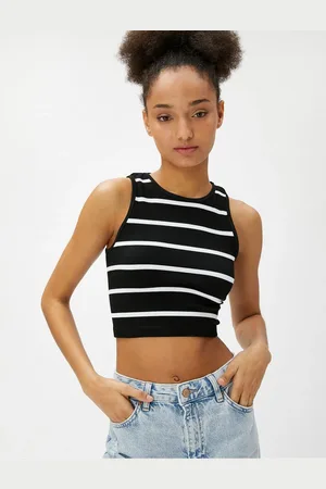 Koton Crop Ribbed Undershirt Basic Halter Neck