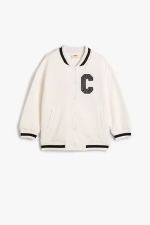Koton Jacket Applique Detailed Pocket V-Neck Snap Closed