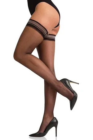 Bellinda Černé dámské samodržící punčochy Hold Up Sexy 15 DEN