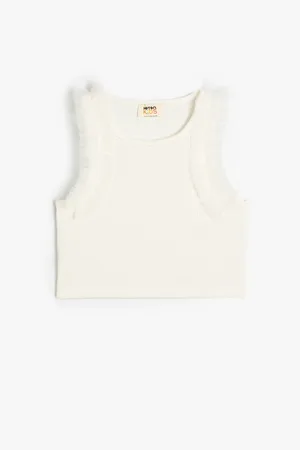 Koton Crop Undershirt Tulle Detailed Ribbed