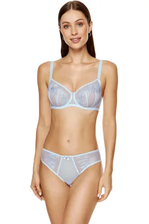 Gorteks Mable soft bra with embroidery blue