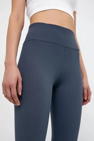 Dewberry 80927 High Waist Ribbed Interlock Womens Tights-INDIGO