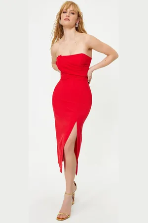 Trendyol Red Body-fitting Woven Elegant Evening Dress