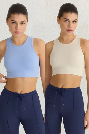 Trendyol Stone-Blue 2-Pack Seamless Light Support/Shaping Knitted Sports Bra