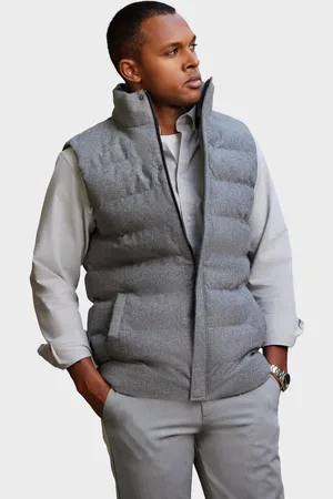 Ombre Clothing Męski pikowany bezrękawnik z wełną – szary melanż
