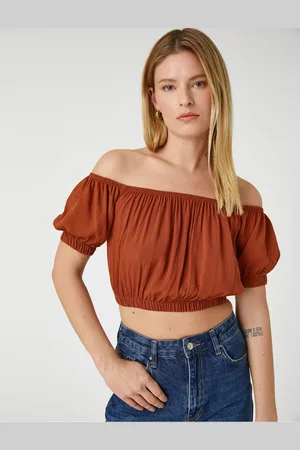 Koton Open Shoulder Crop Blouse Elastic