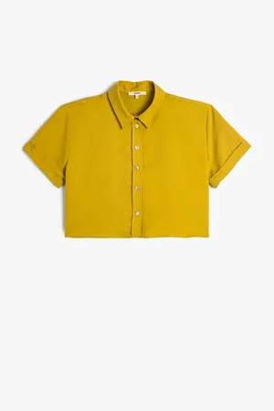Koton Crop Shirt Short Sleeve Buttoned Modal Blend