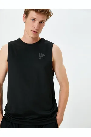 Koton Back Printed Crew Neck Sleeveless Sports Vest