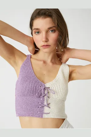 Koton Crop Knit Undershirt Tie Detail Cotton