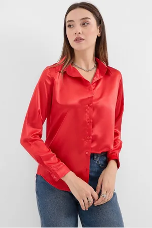 Bigdart 3964 Lightly Flowy Satin Shirt - Burgundy
