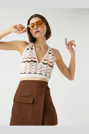 Koton Crop Undershirt V-Neck Knit Detail