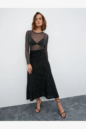 Koton Melis Ağazat X - Sequined Flared Midi Skirt