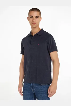 Tommy Hilfiger Tmavě modré pánské polo tričko Micro Towelling - Pánské