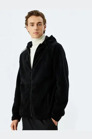 Koton Basic Pocket Hooded Polar Fleece Cardigan with Zippered Stitching Detail