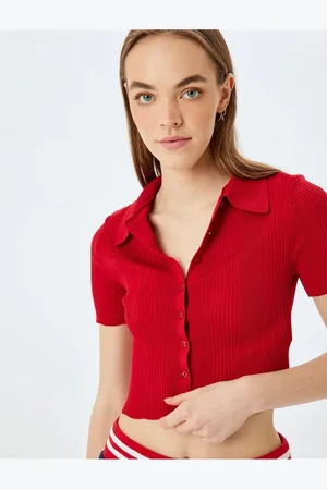 Koton Polo Neck Sweater Short Sleeve Buttoned Slim Fit
