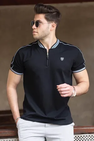 MADMEXT Black Polo Neck Men