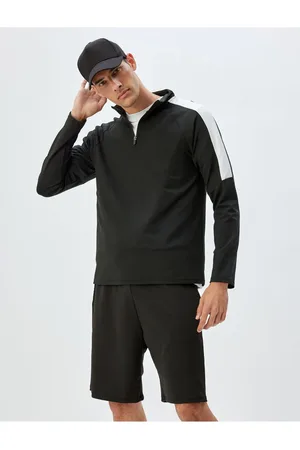 Koton Sports Sweatshirt Stand Collar Half Zipper Color Contrast Interlock Fabric