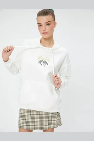 Koton Hooded Sweatshirt Printed Relaxed Cut Kangaroo With Pocket