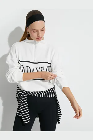 Koton Sportovní Mikina S Polovičním Zipem, Potisk Slogan, Oversize