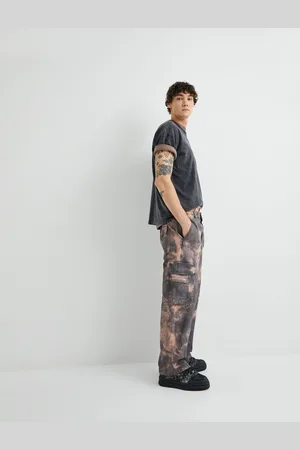 Koton Batik Patterned Cargo Pants with Buttoned Elastic Waist and Pockets