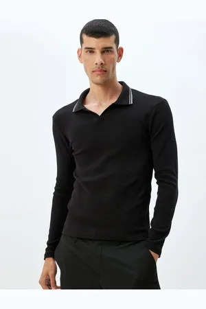 Koton Slim Fit T-Shirt Long Sleeve V Neck Polo Cotton