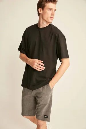 Grimelange Jett Pánské černé tričko Oversize Fit ze 100% bavlny se silnou texturou