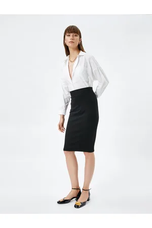 Koton High Waist Midi Pencil Skirt Slim Fit