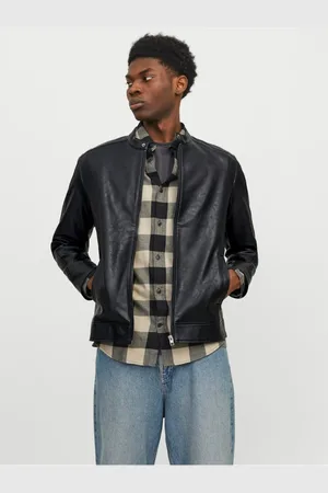 JACK & JONES Černá pánská koženková bunda Cali - Pánské