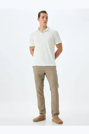 Koton Linen Trousers Chino Pocket Detail Buttoned